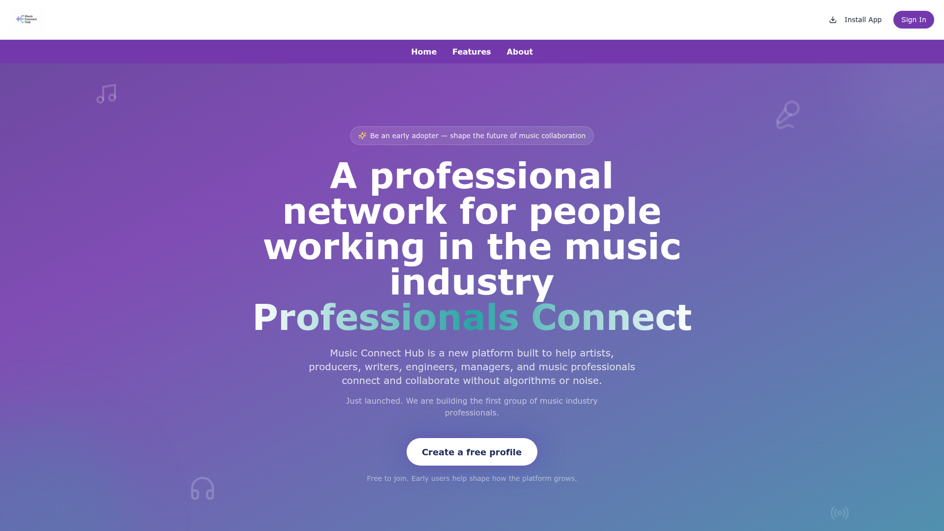 Music Connect Hub interface preview