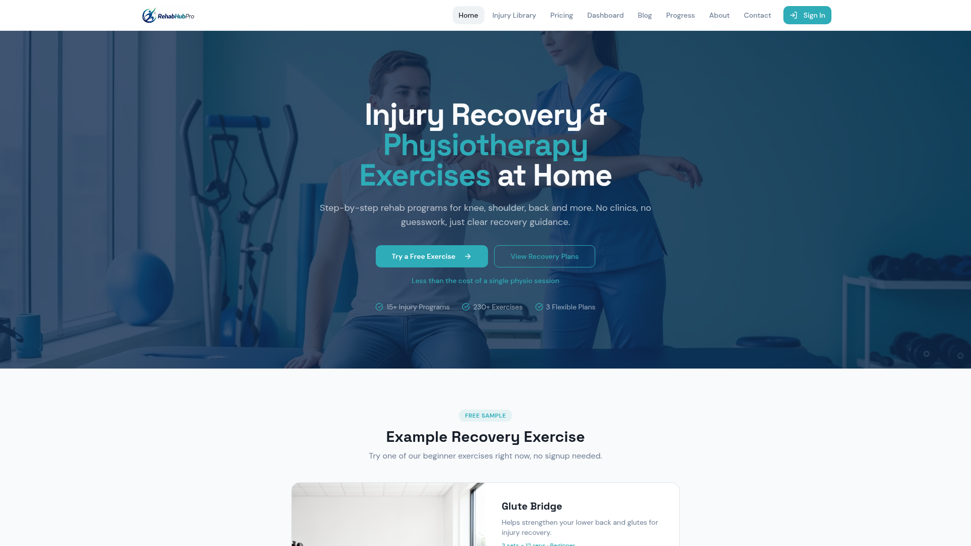 RehabHubPro interface preview