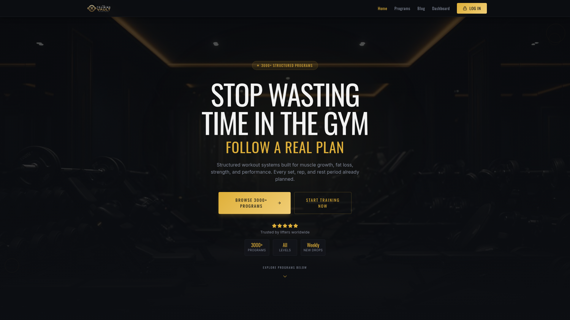The Training Vault interface preview